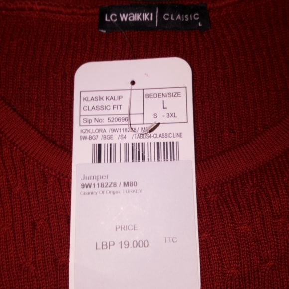 Classic red long sleeved acrylic cotton sweater - Picture 5 of 5